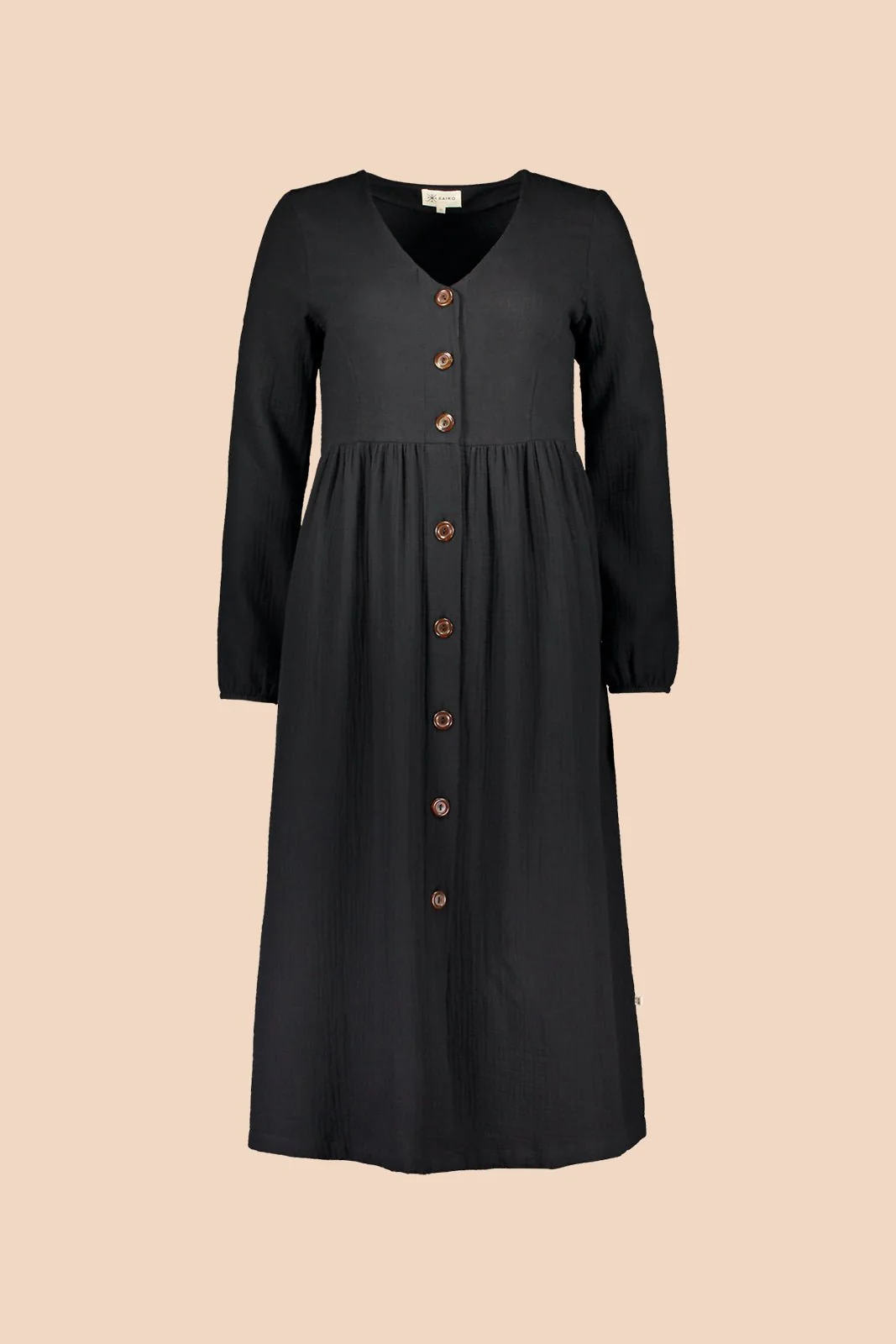 Button Dress, Black - Image 3