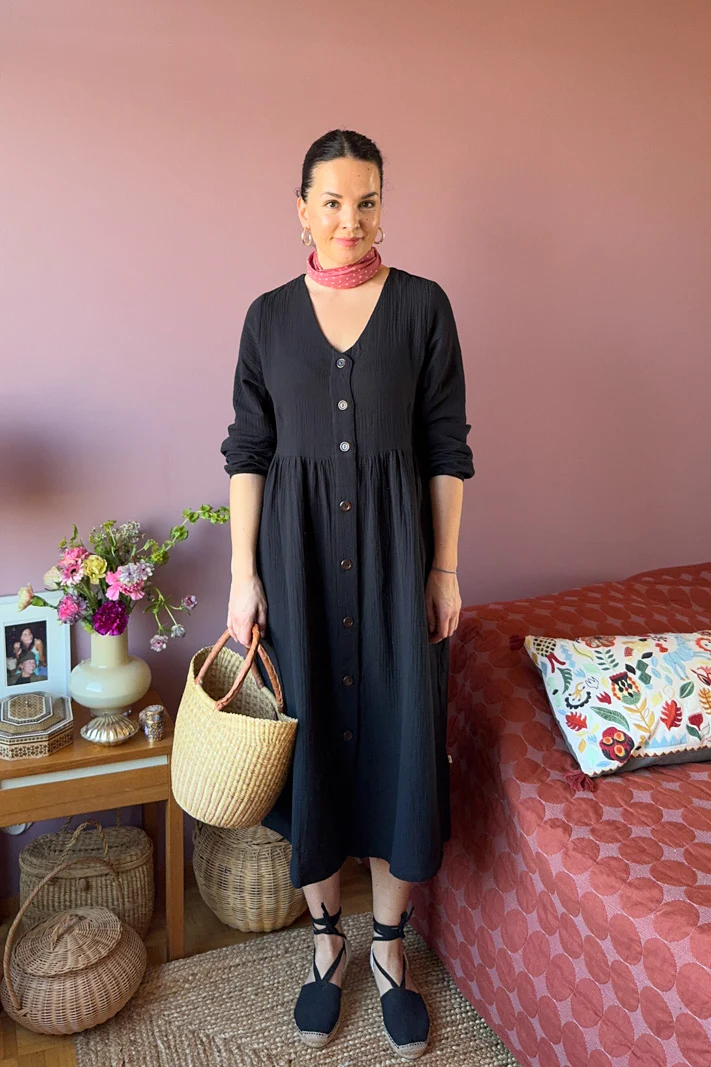 Button Dress, Black - Image 4