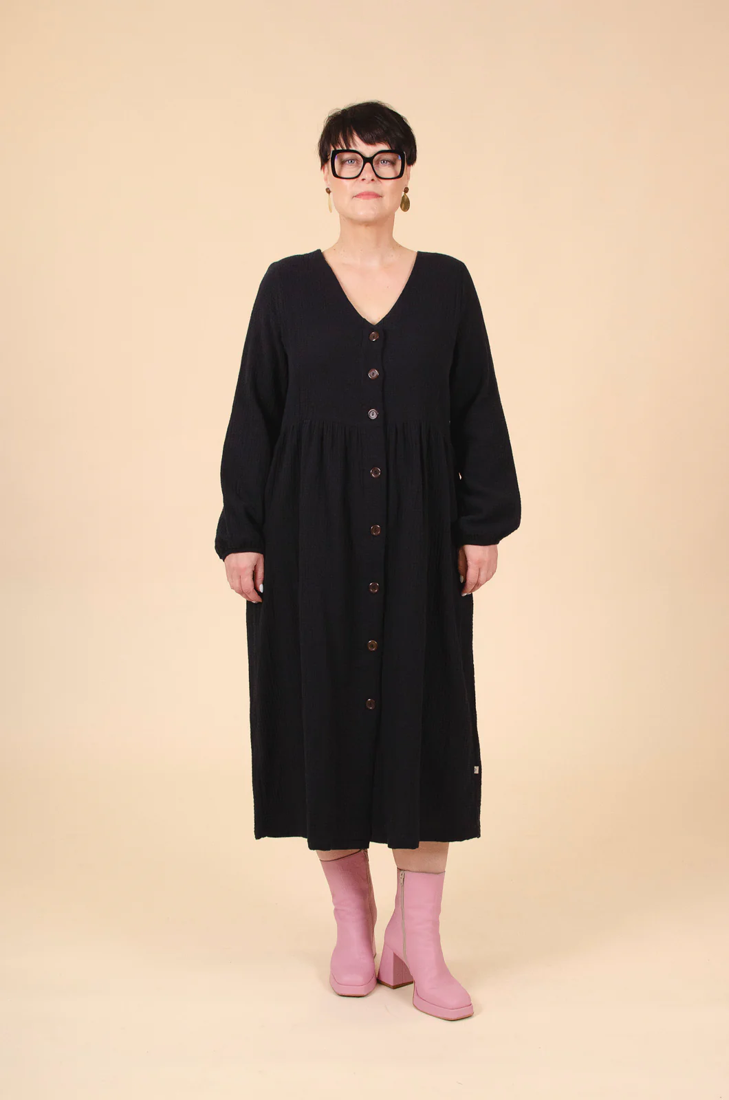 Button Dress, Black - Image 7