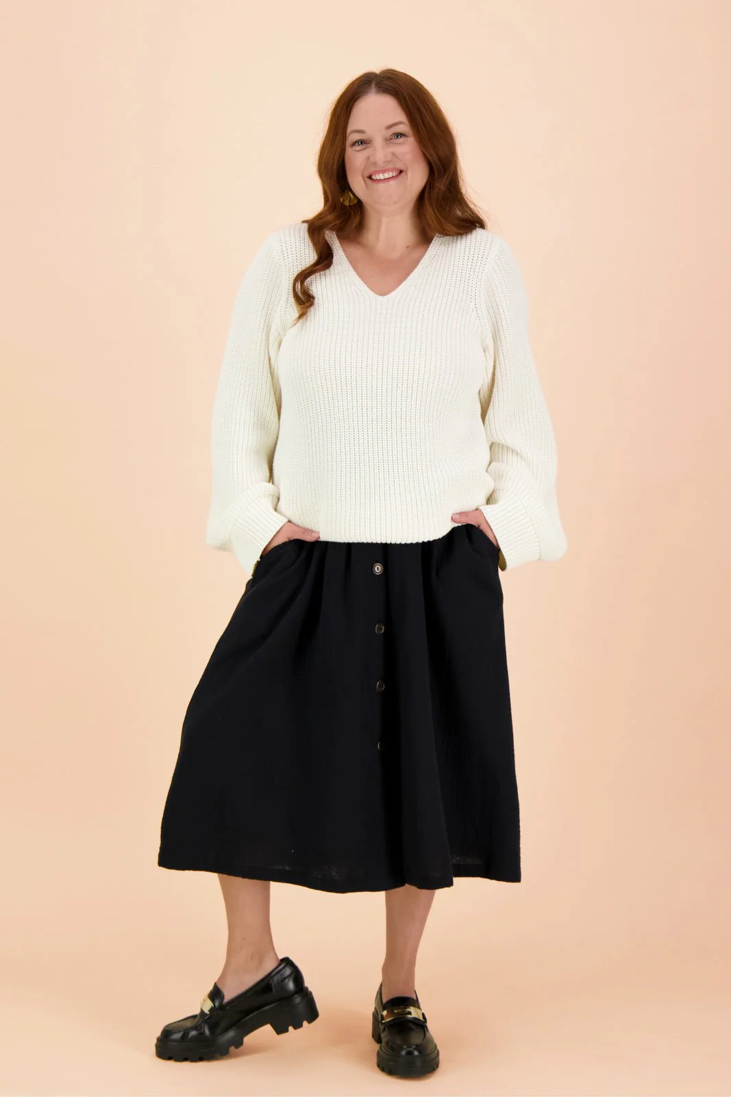 Button Skirt, Black - Image 5