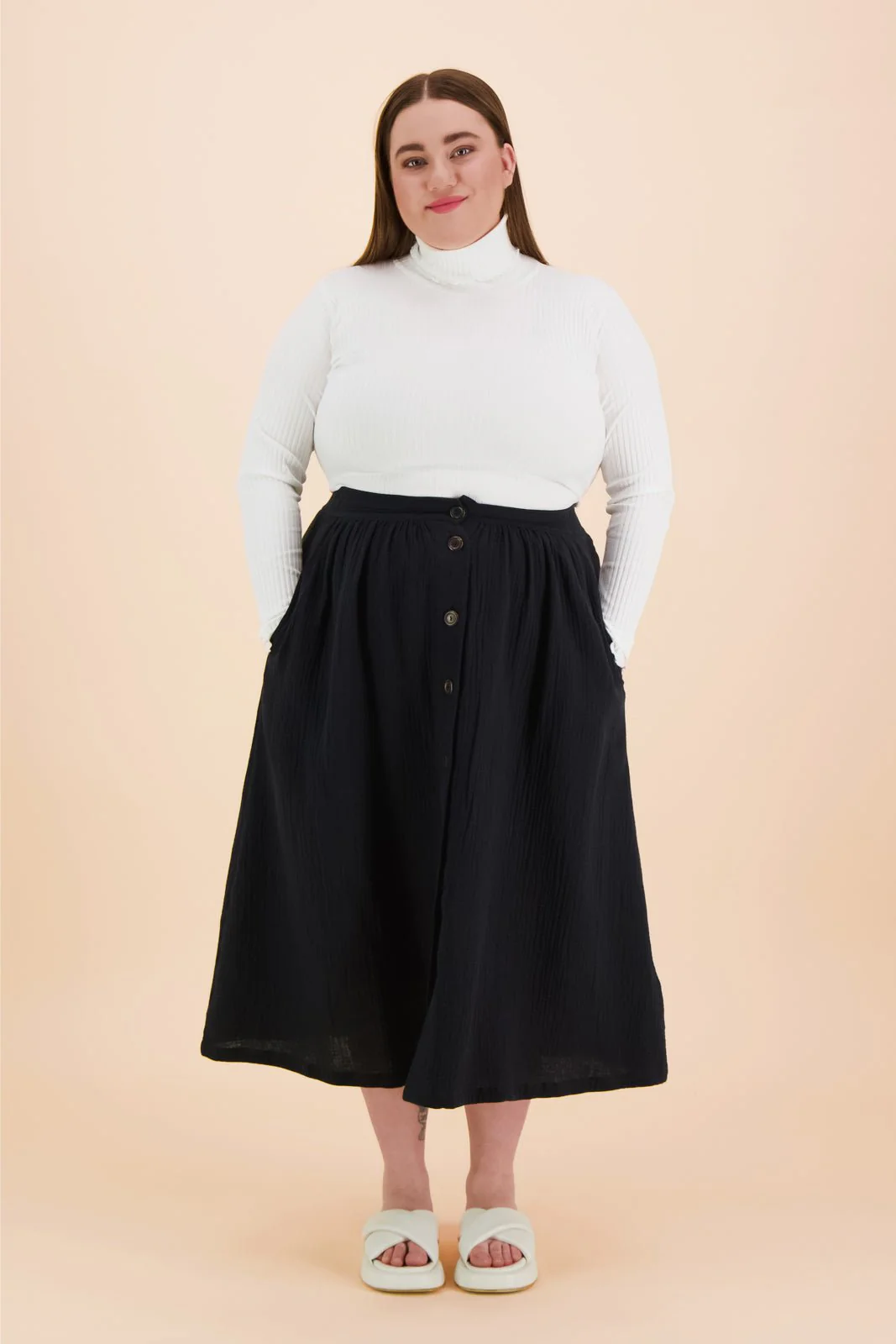 Button Skirt, Black - Image 9