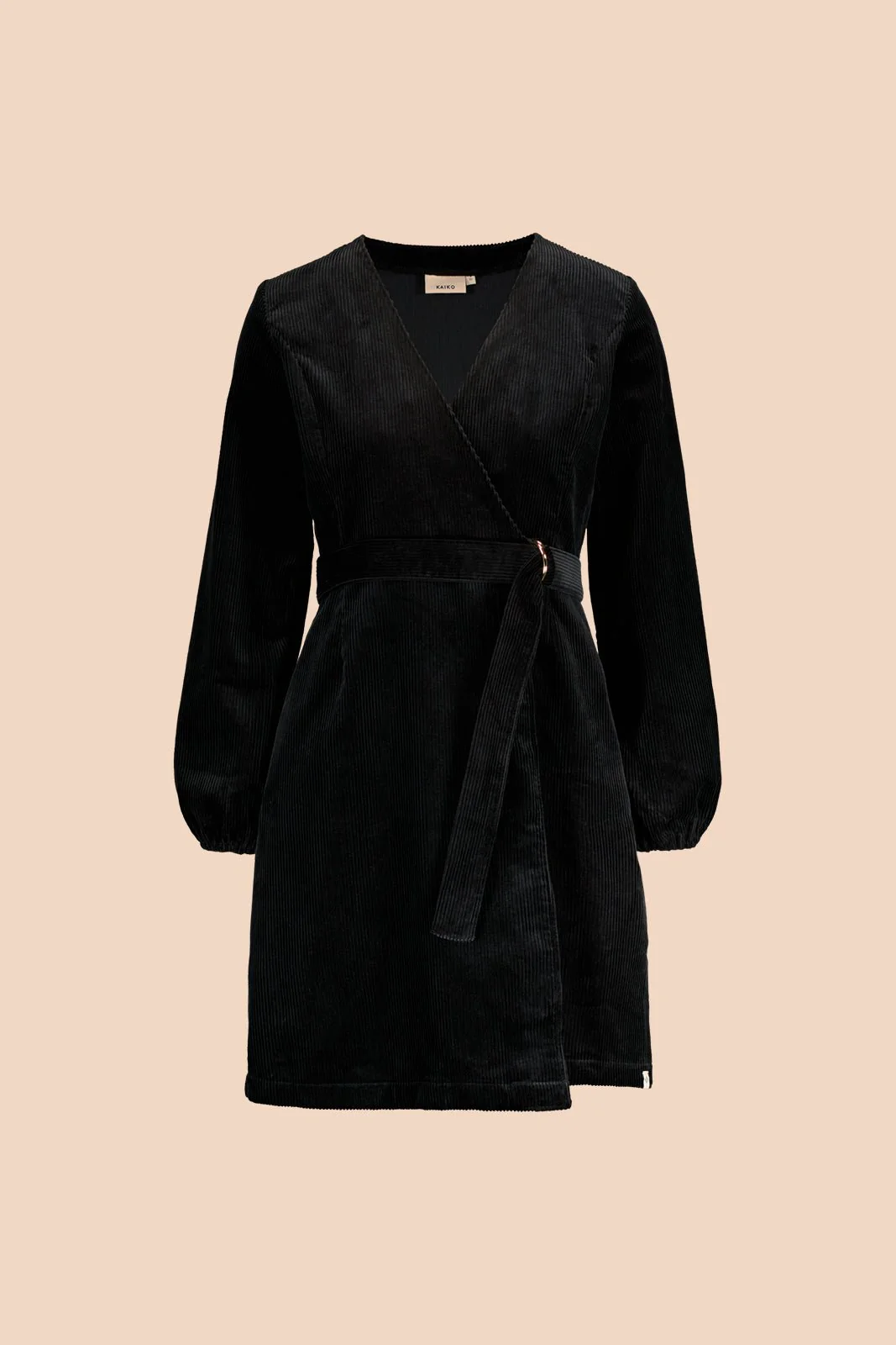 Corduroy Wrap Dress, Black - Image 4