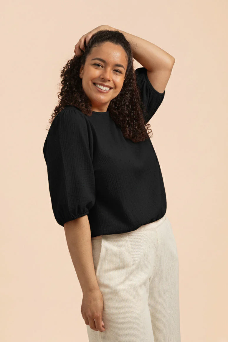 Cropped Blouse, Black - Image 7