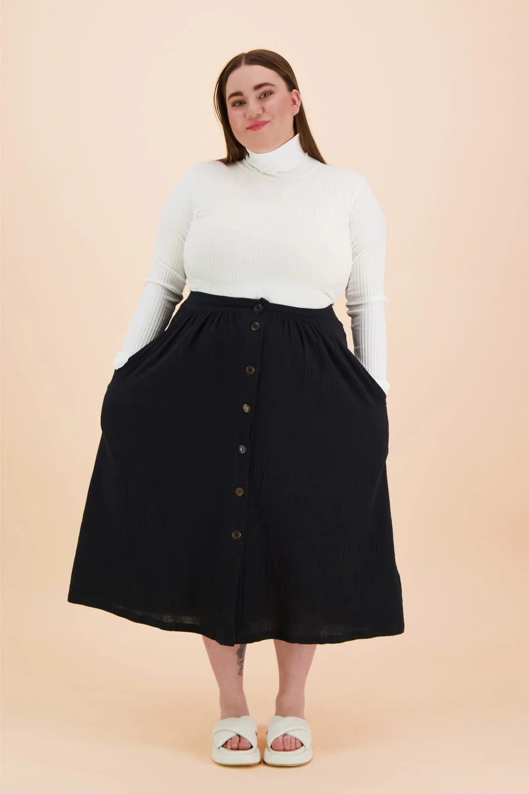 Button Skirt, Black - Image 12