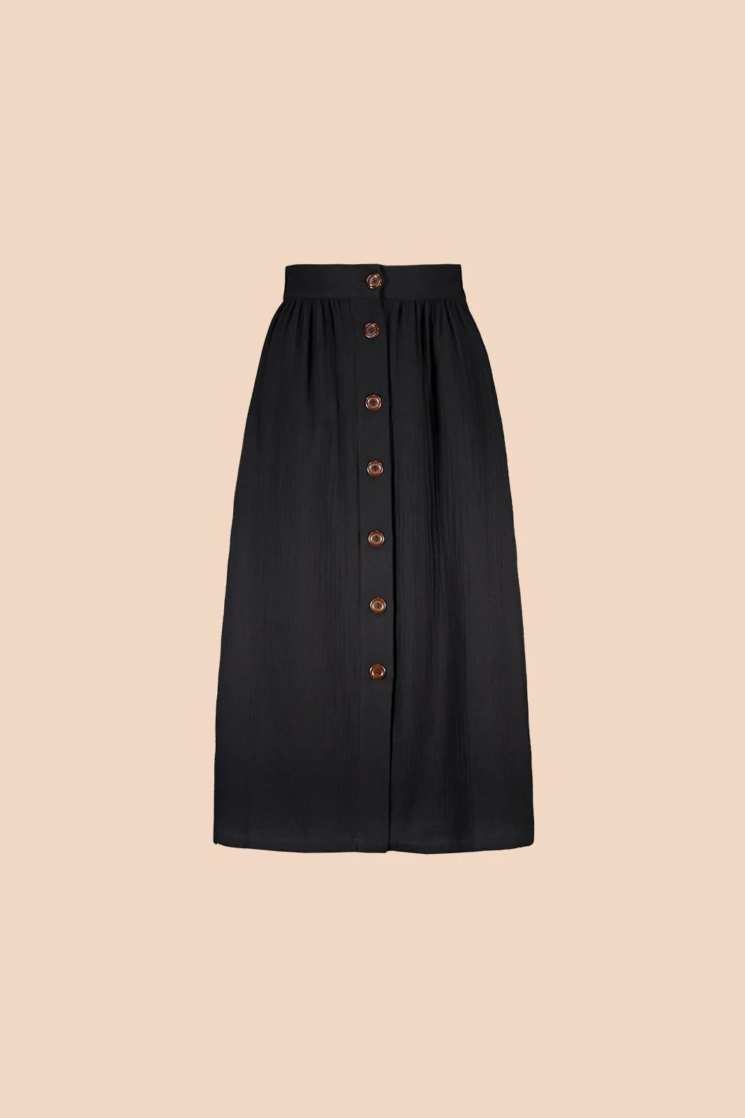 Button Skirt, Black - Image 3