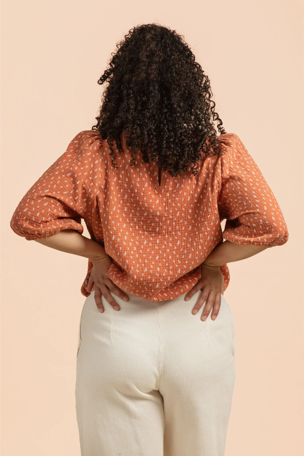 Cropped Blouse, Vintage Leaf - Image 4