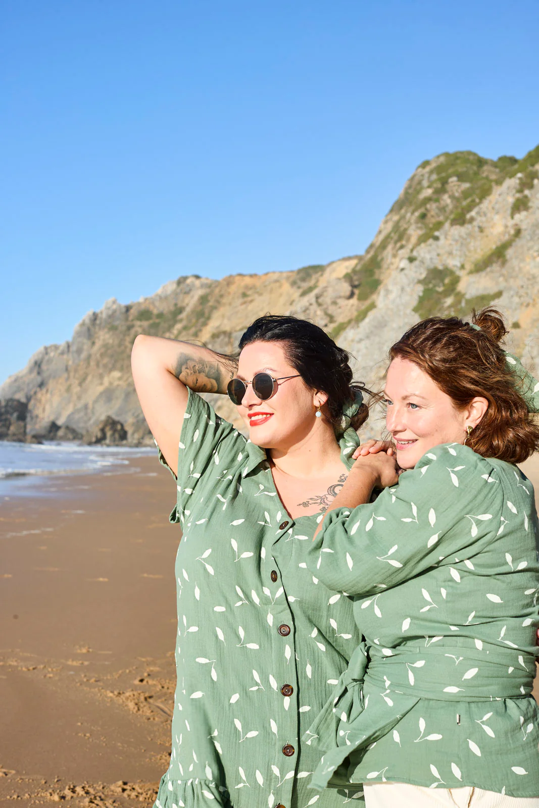 Frill Button Dress, Sage Wind - Image 7