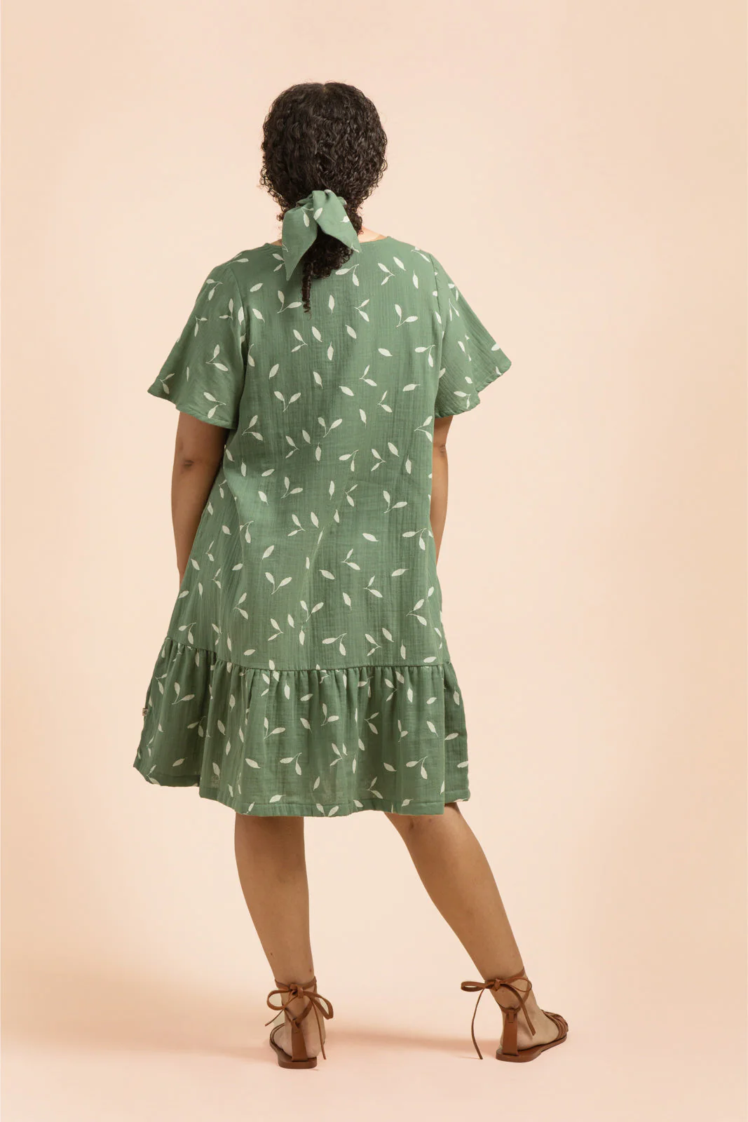 Frill Button Dress, Sage Wind - Image 8