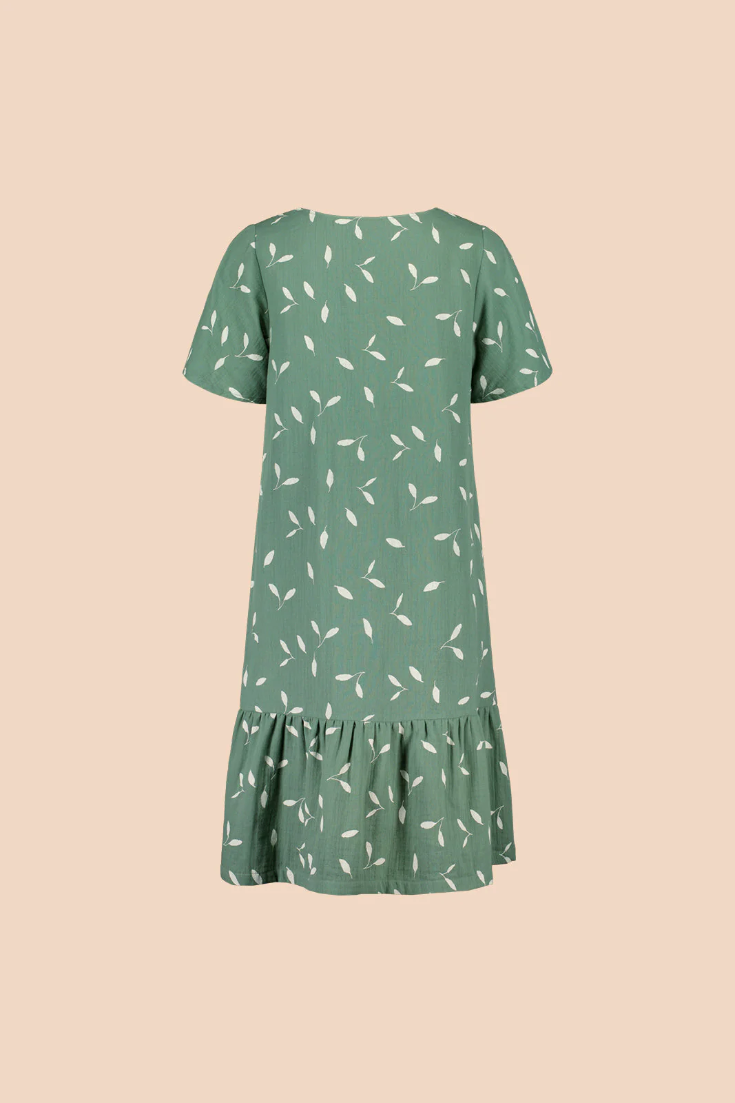 Frill Button Dress, Sage Wind - Image 9
