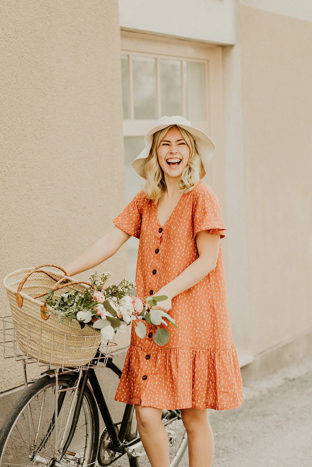 Frill Button Dress, Vintage Leaf - Image 7