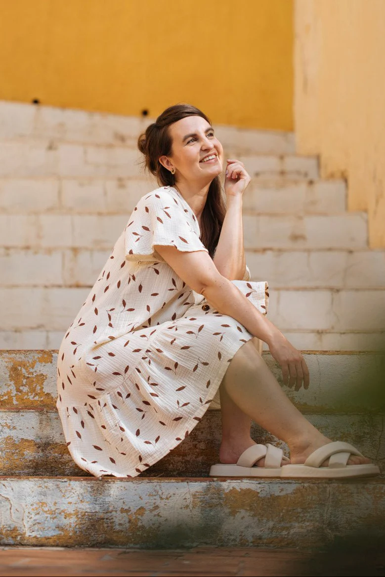 Frill Button Dress, Wind - Image 6