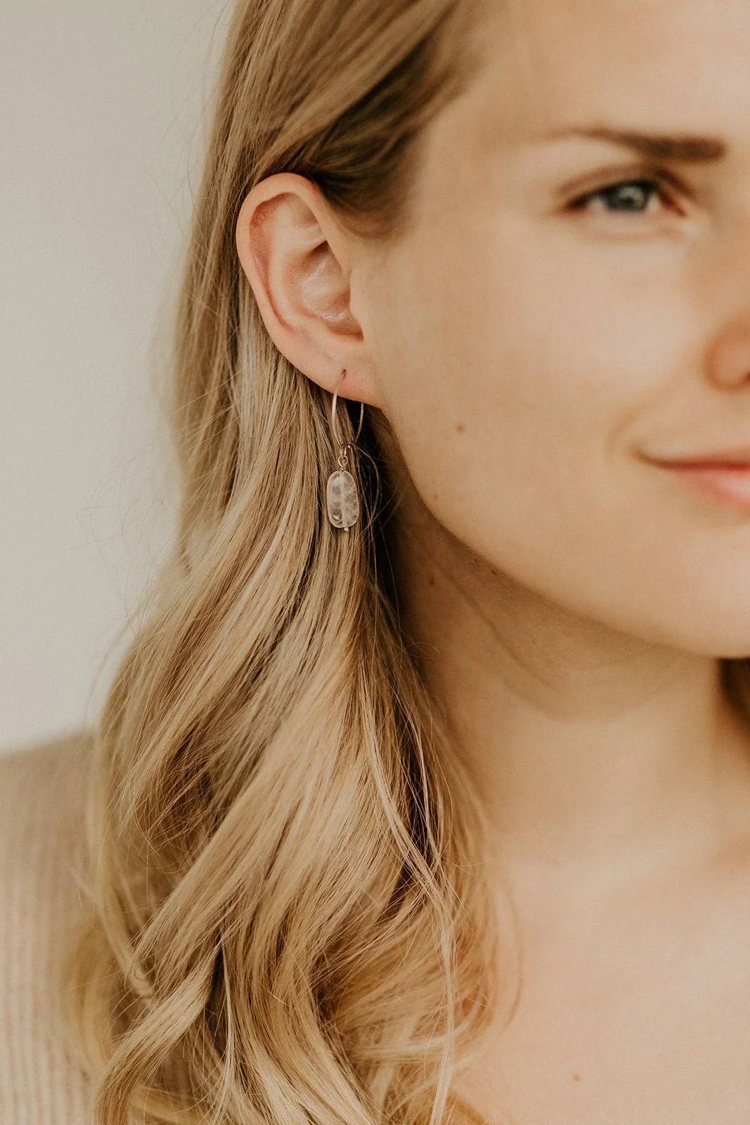 Luna Earrings, Rose Quartz - Image 7