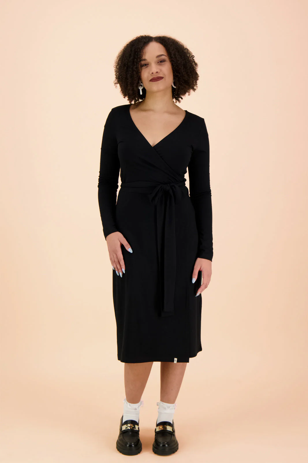 Soft Wrap Dress, Black - Image 5