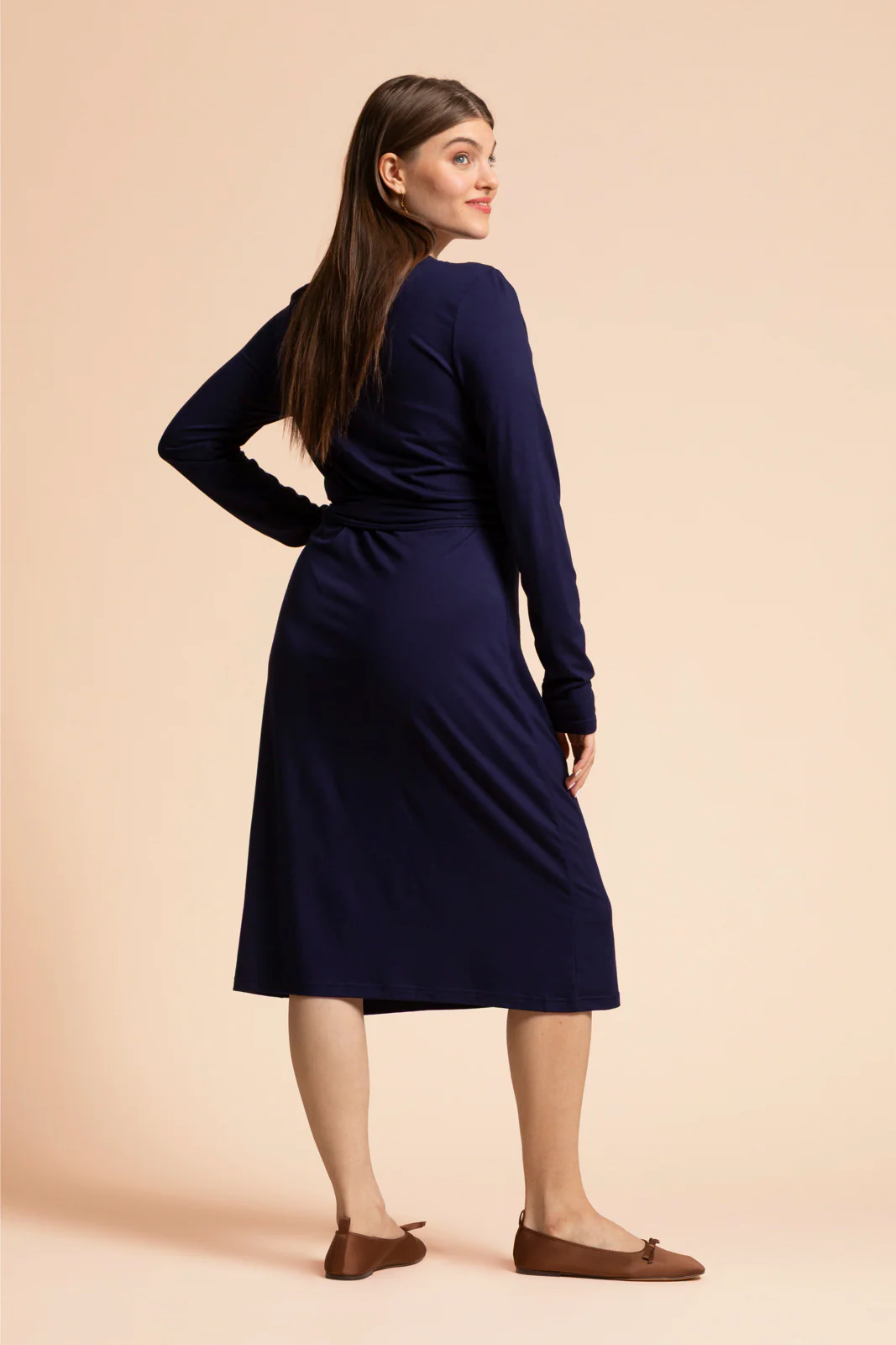 Soft Wrap Dress, Dark Blue - Image 4