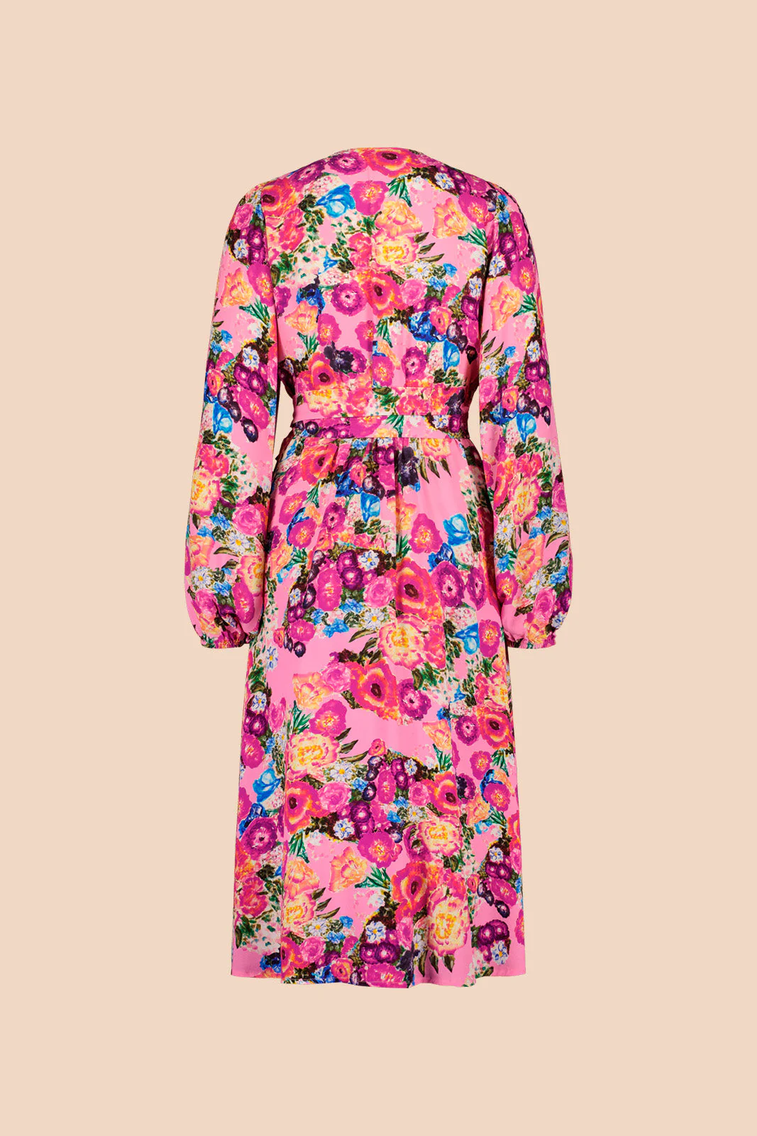 Wrap Midi Dress, Pink Marigold - Image 7