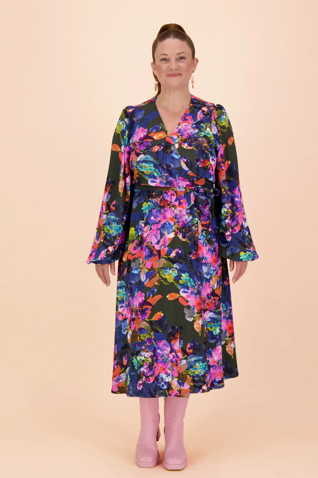 Wrap Midi Dress, Sweet Pea - Image 13