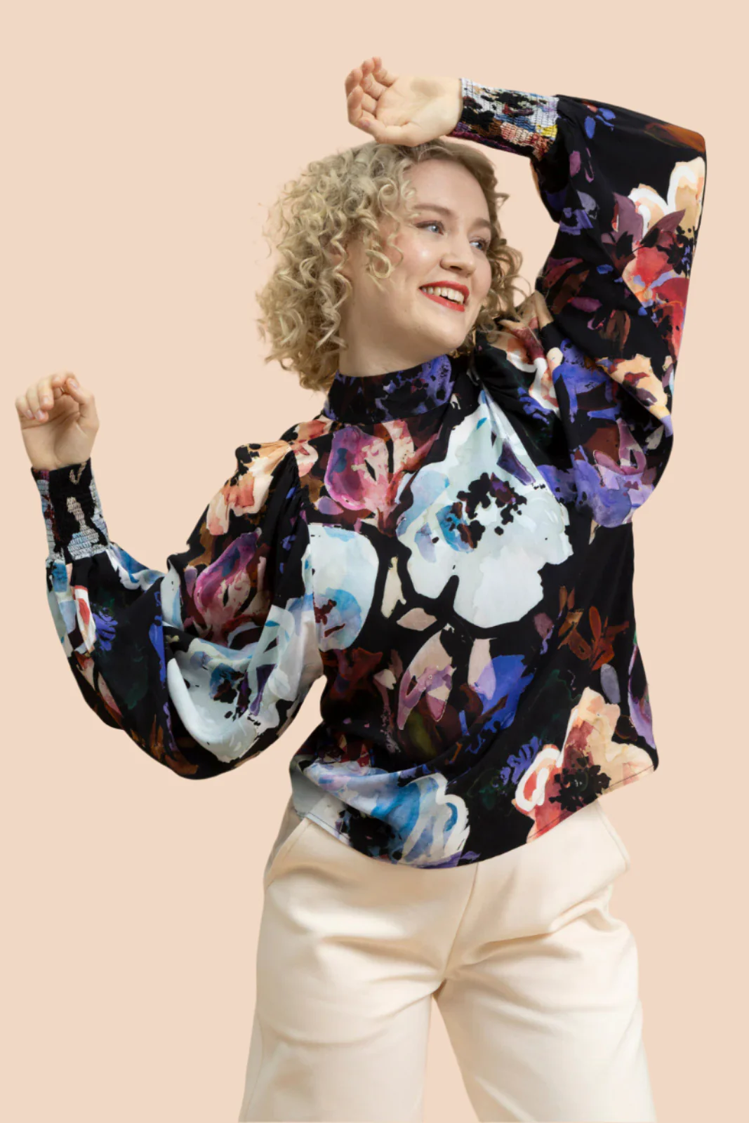 Puff Blouse, Black Anemone - Image 10