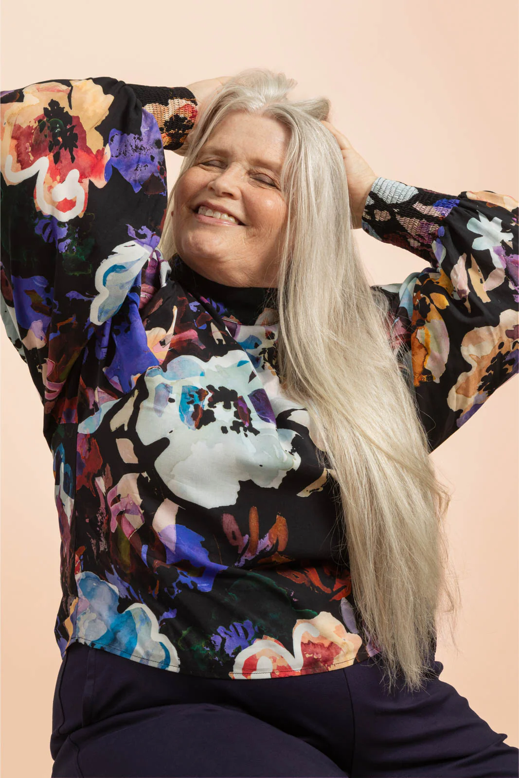 Puff Blouse, Black Anemone - Image 12