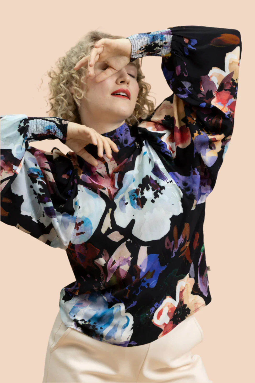 Puff Blouse, Black Anemone - Image 3