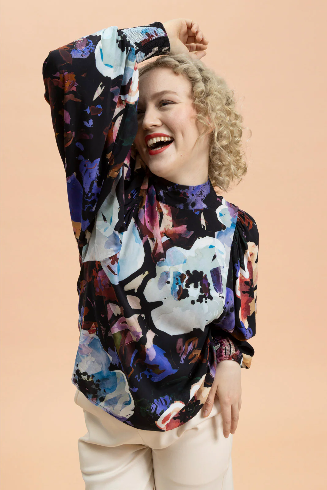 Puff Blouse, Black Anemone - Image 7