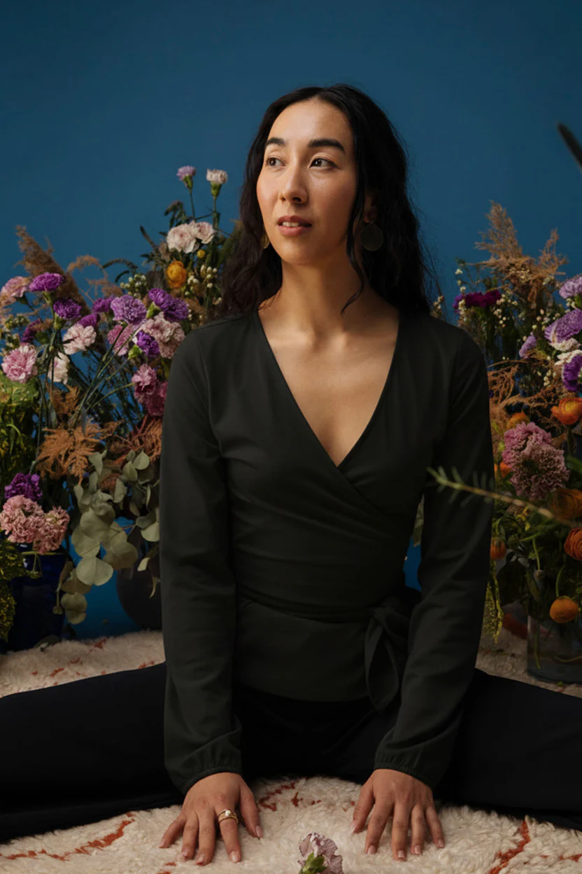 Soft Wrap Blouse, Black - Image 4