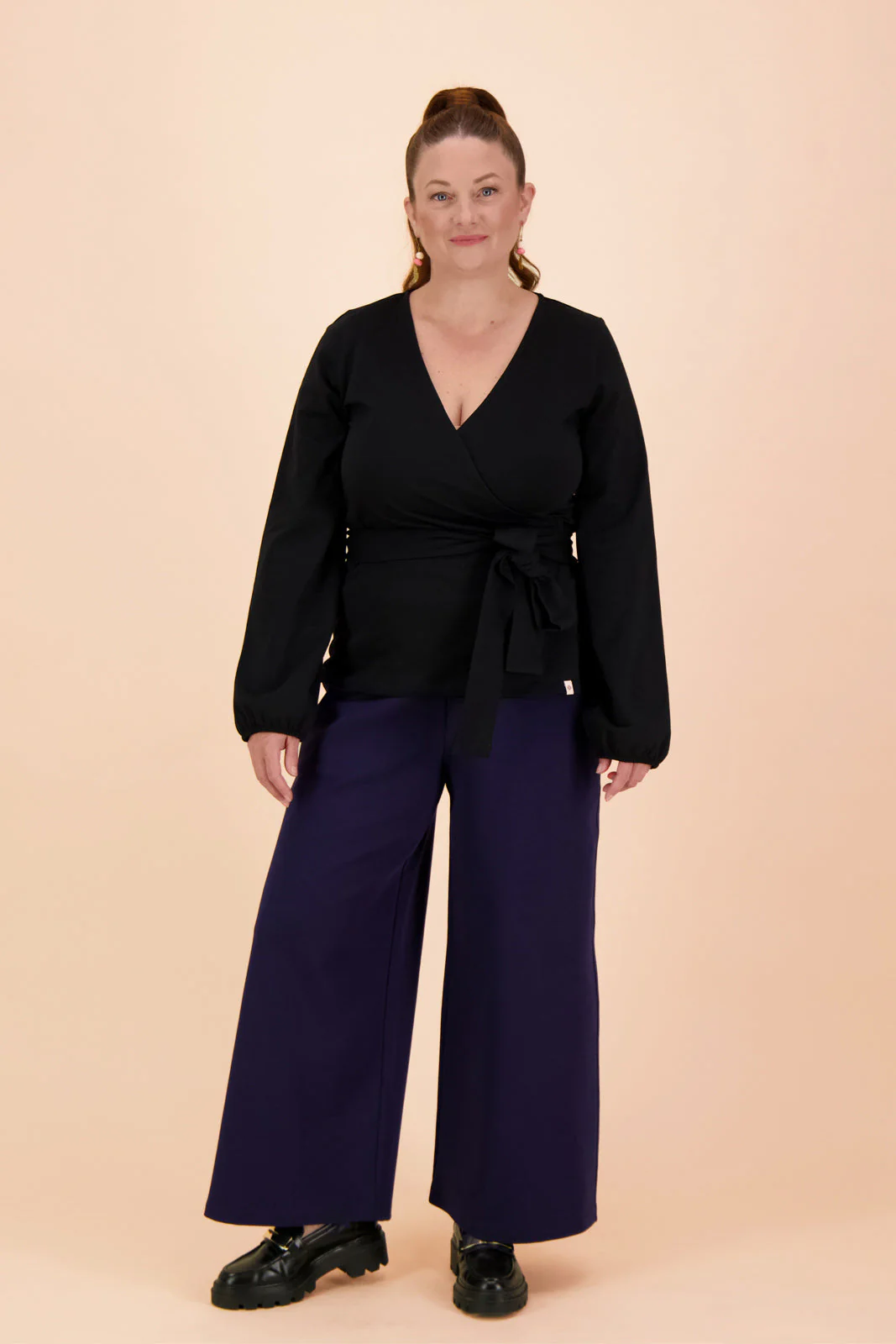 Soft Wrap Blouse, Black - Image 6