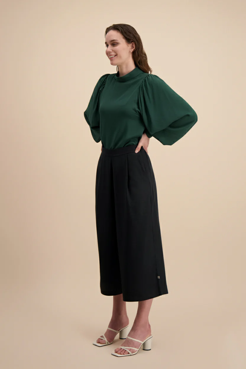 Puff Blouse, Dark Green - Image 6