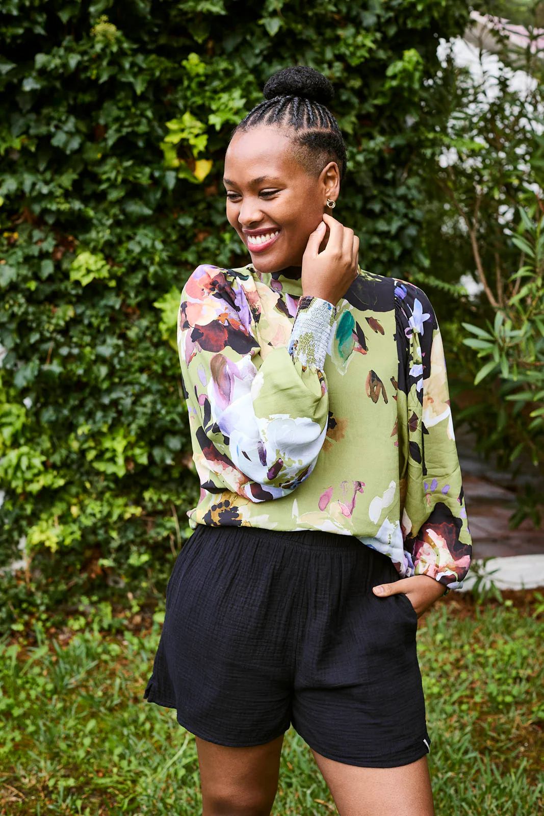 Puff Blouse, Olive Anemone - Image 4