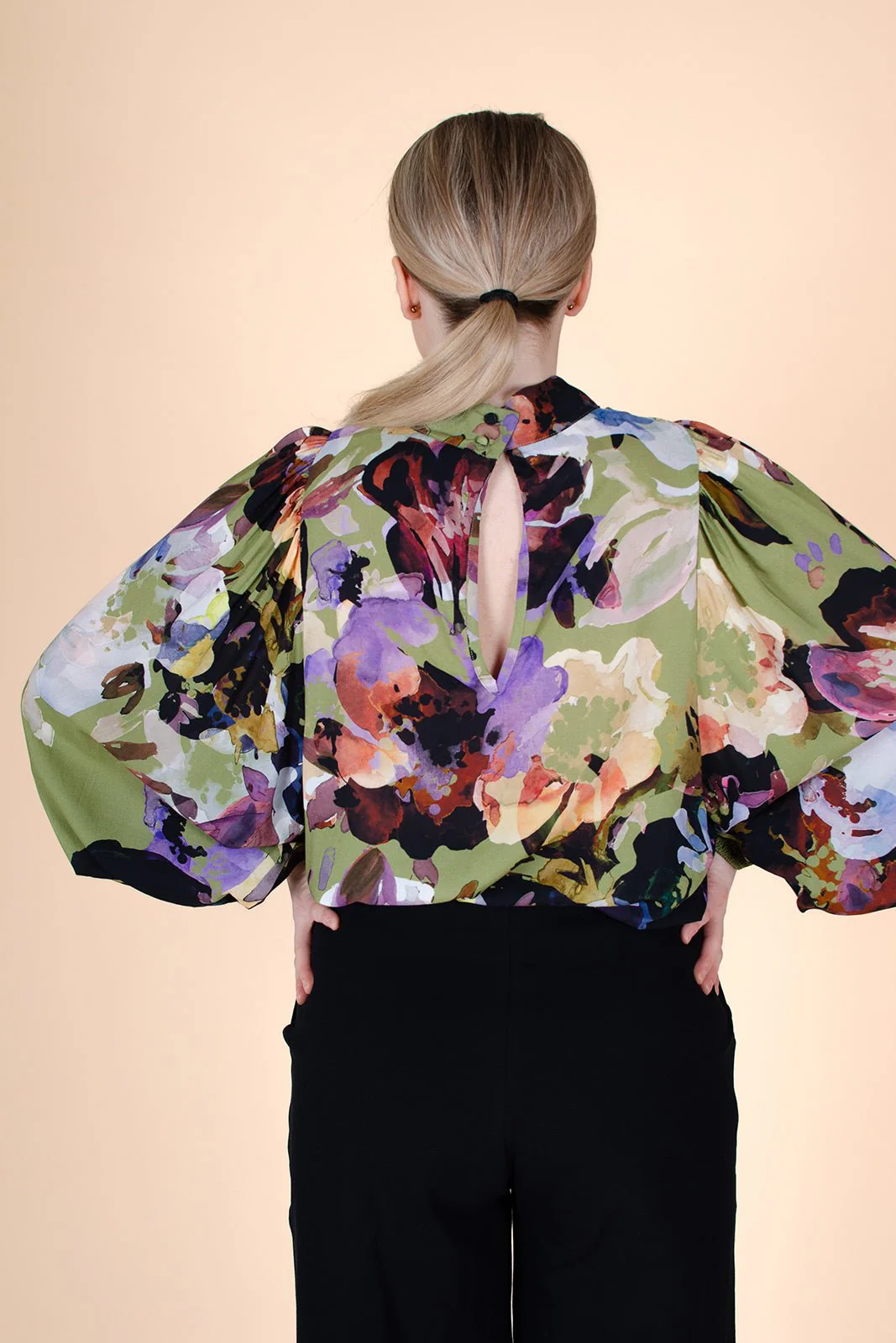 Puff Blouse, Olive Anemone - Image 9