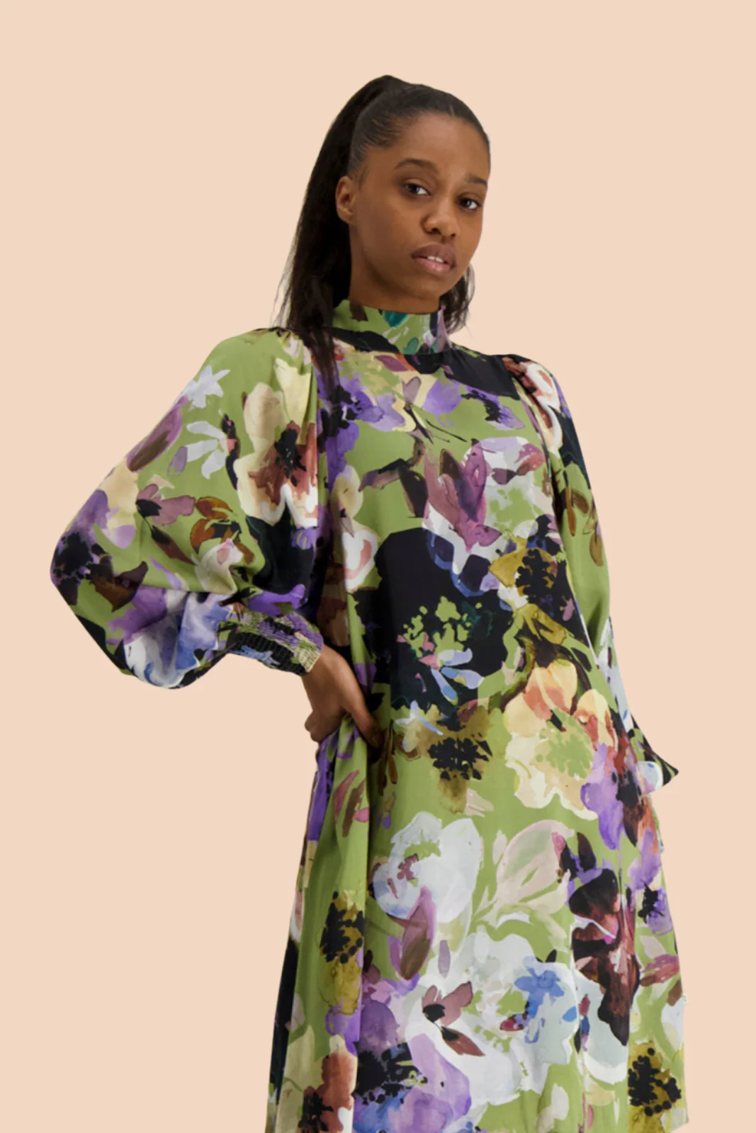 Puff Dress, Olive Anemone - Image 7