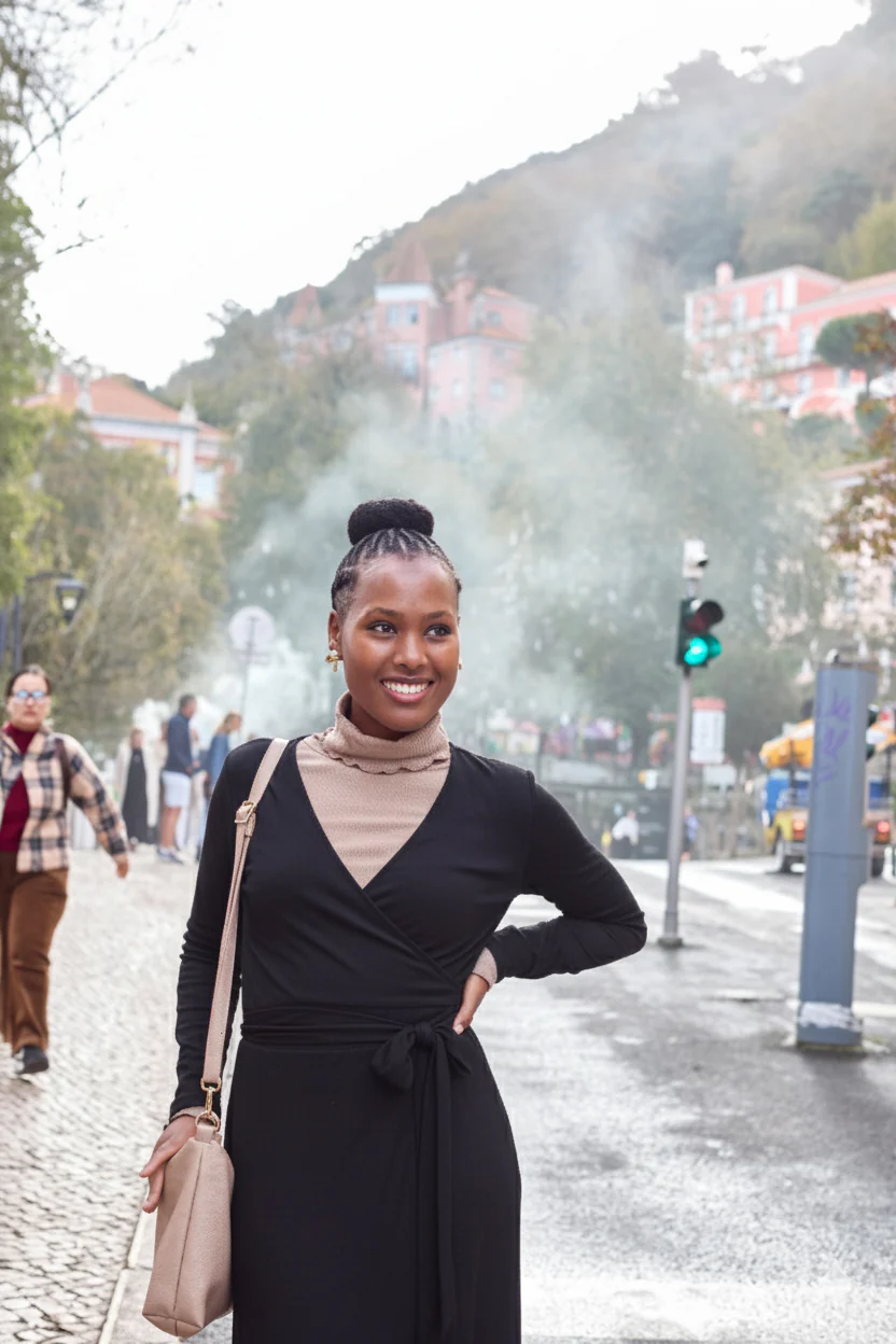 Soft Wrap Dress, Black - Image 4