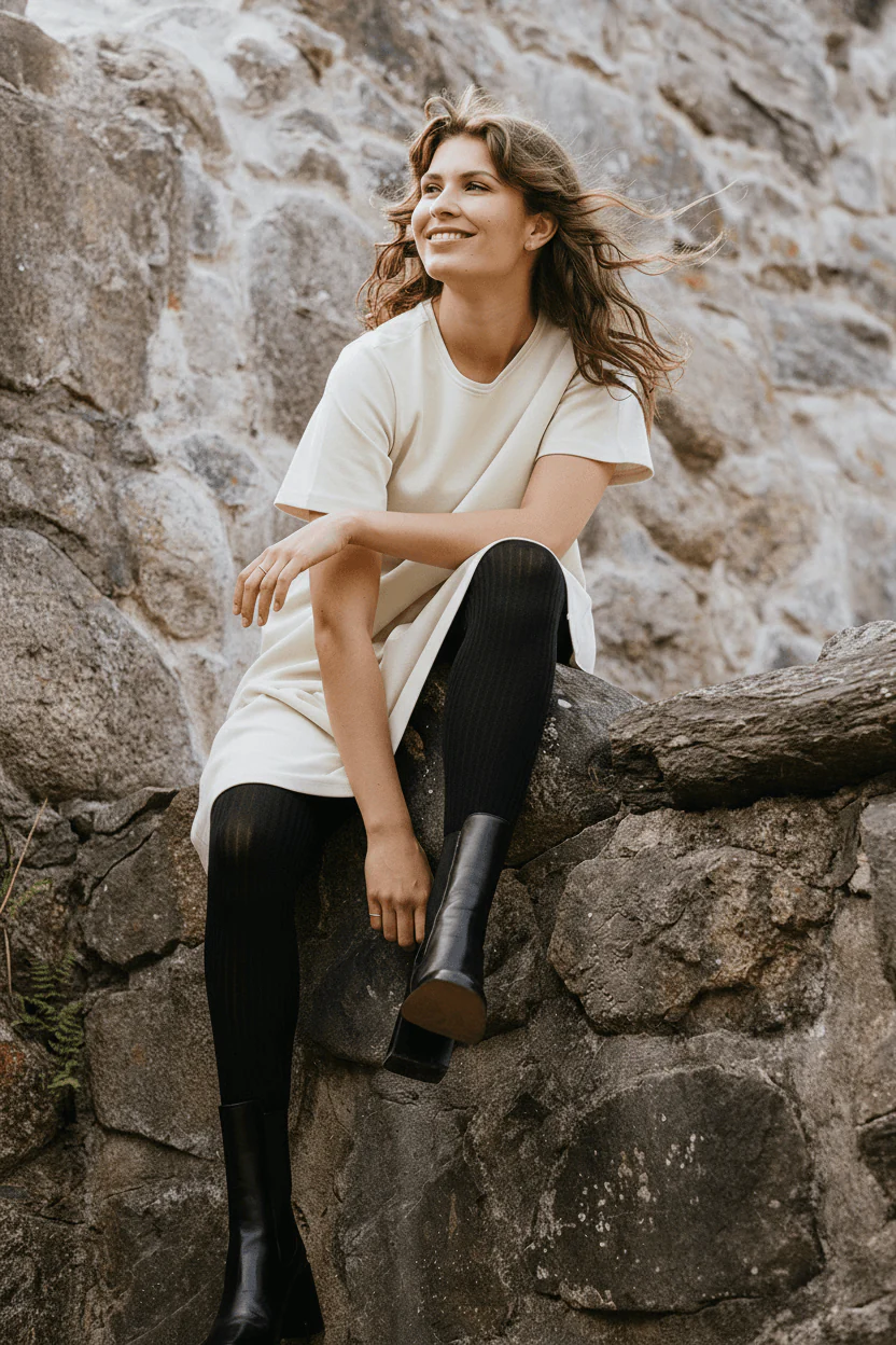 Rib Tights, Black - Image 3