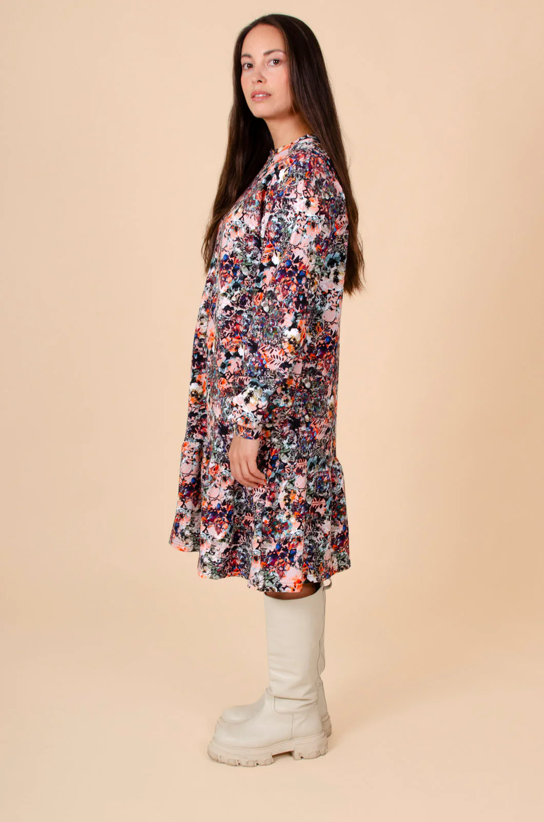 Ruffle Sweatshirt Dress, Blooming Forest - Image 8