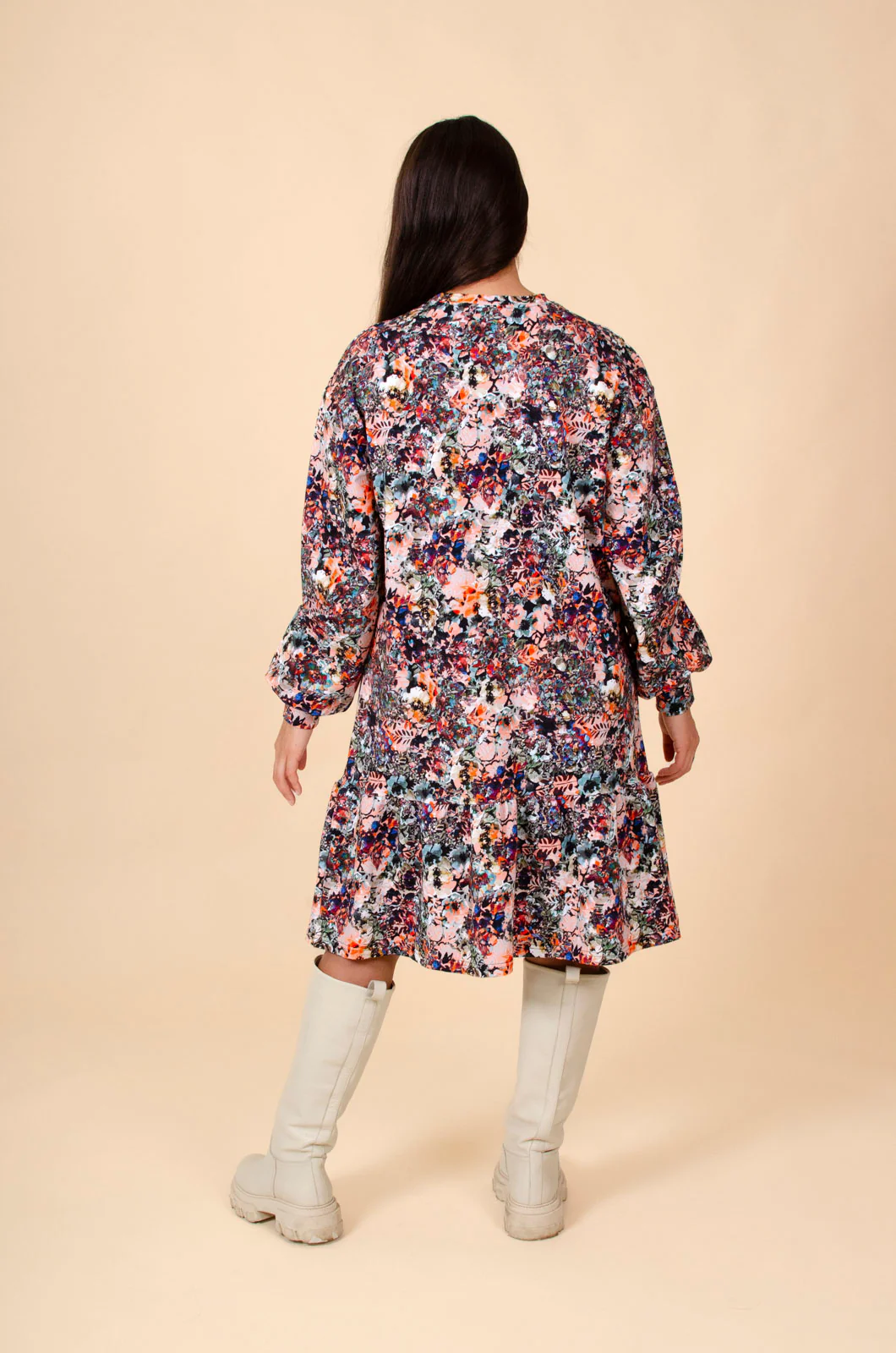 Ruffle Sweatshirt Dress, Blooming Forest - Image 9