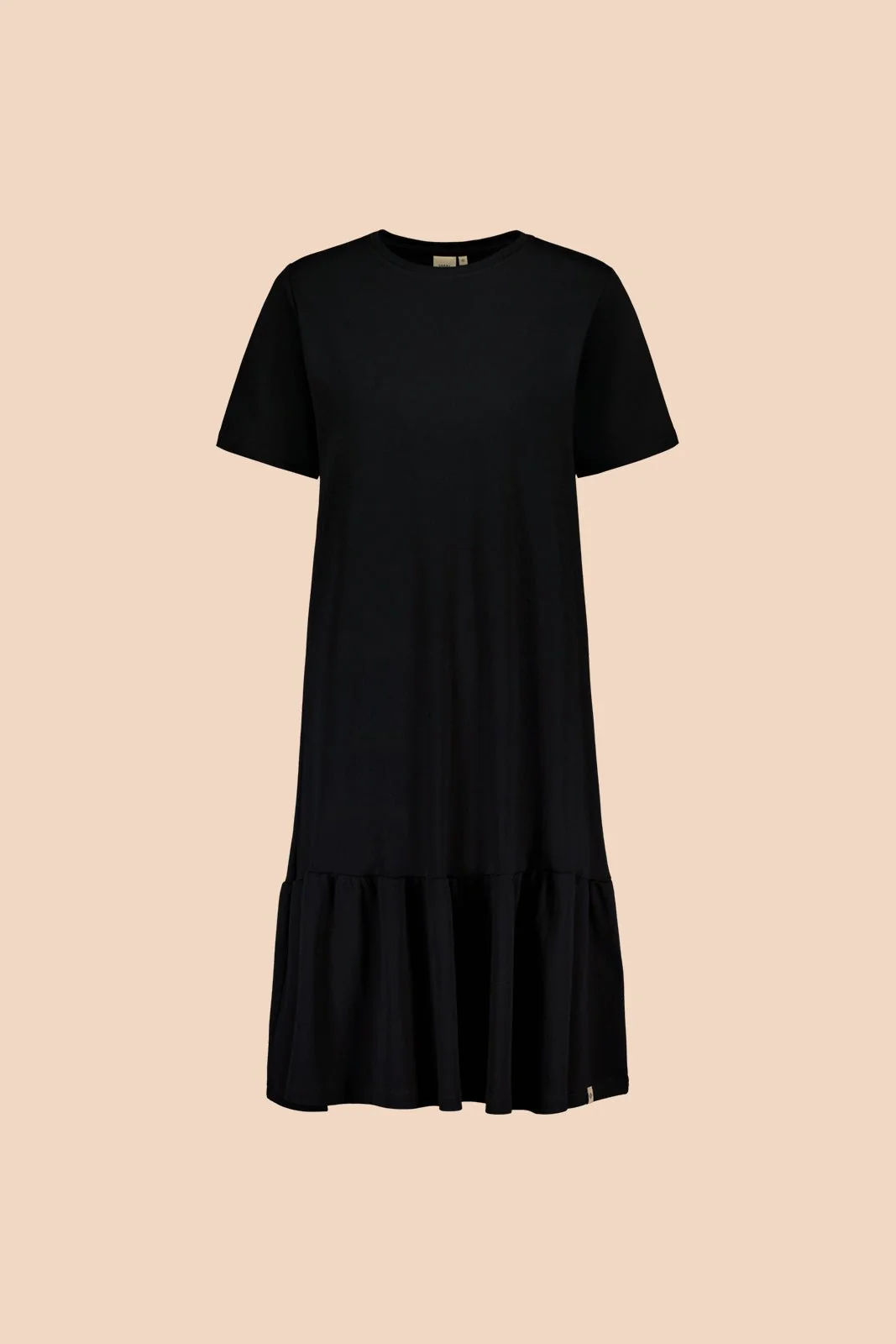 Ruffle T-shirt Dress, Black - Image 3