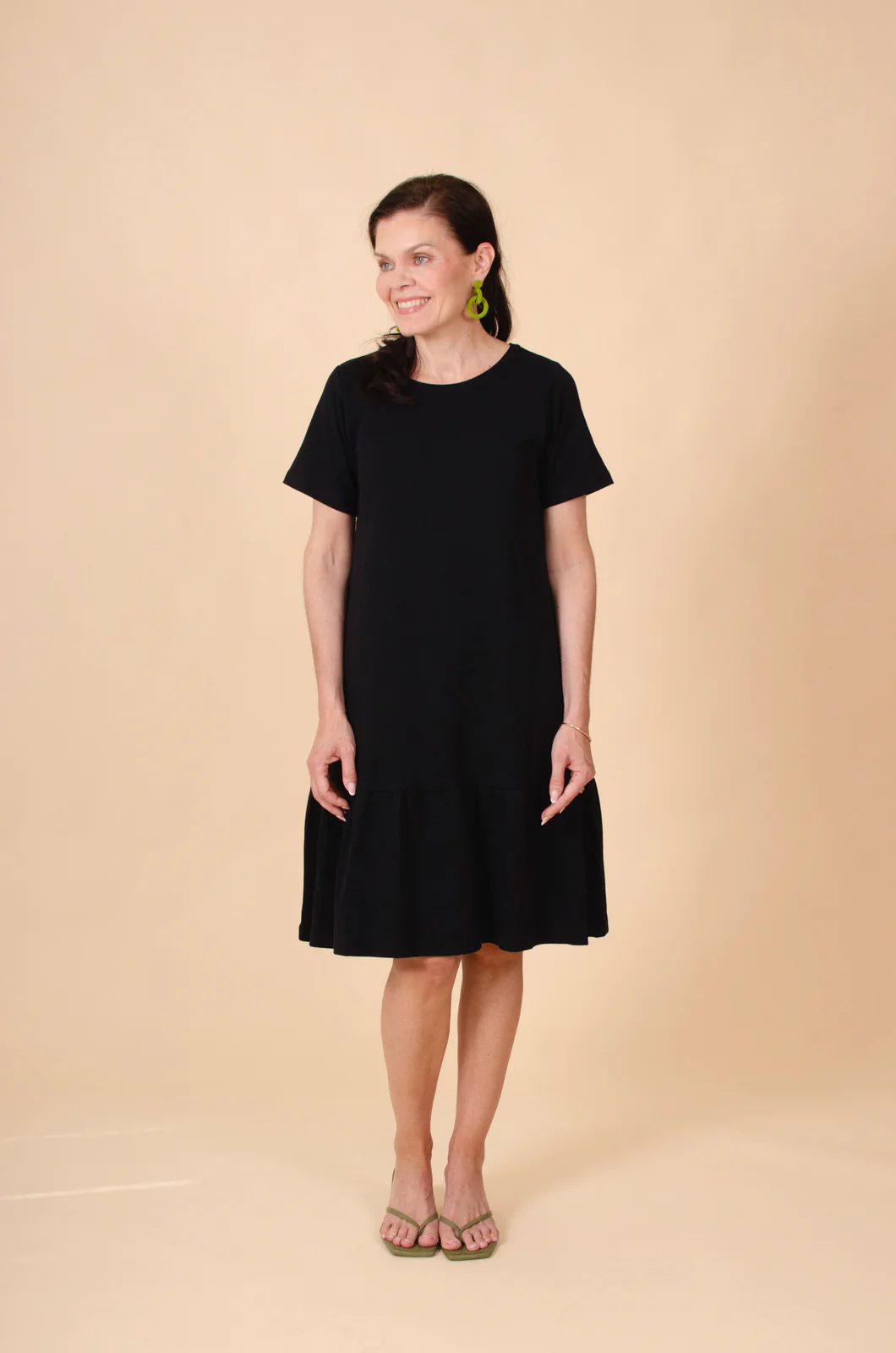 Ruffle T-shirt Dress, Black - Image 7