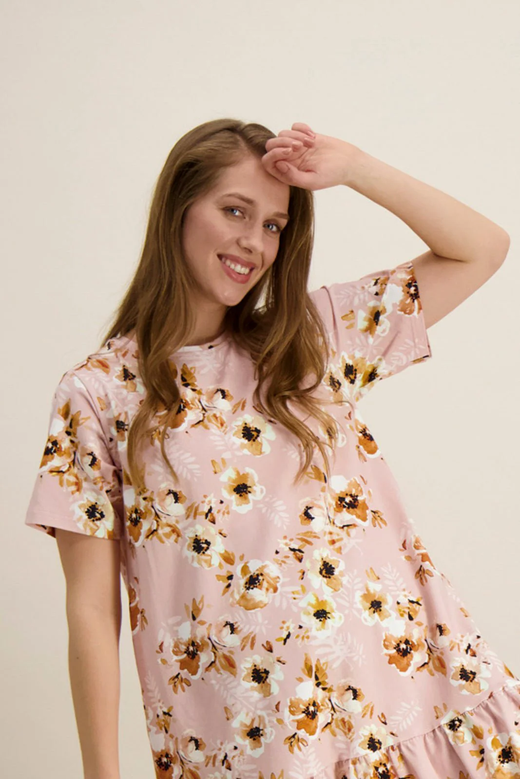 Ruffle T-shirt Dress, Pastel Bouquet - Image 5