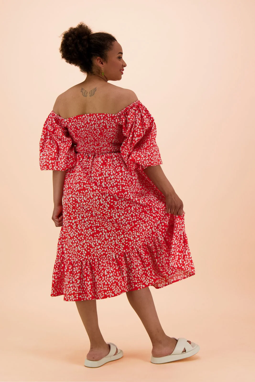 Smock Dress, Flora Red - Image 7