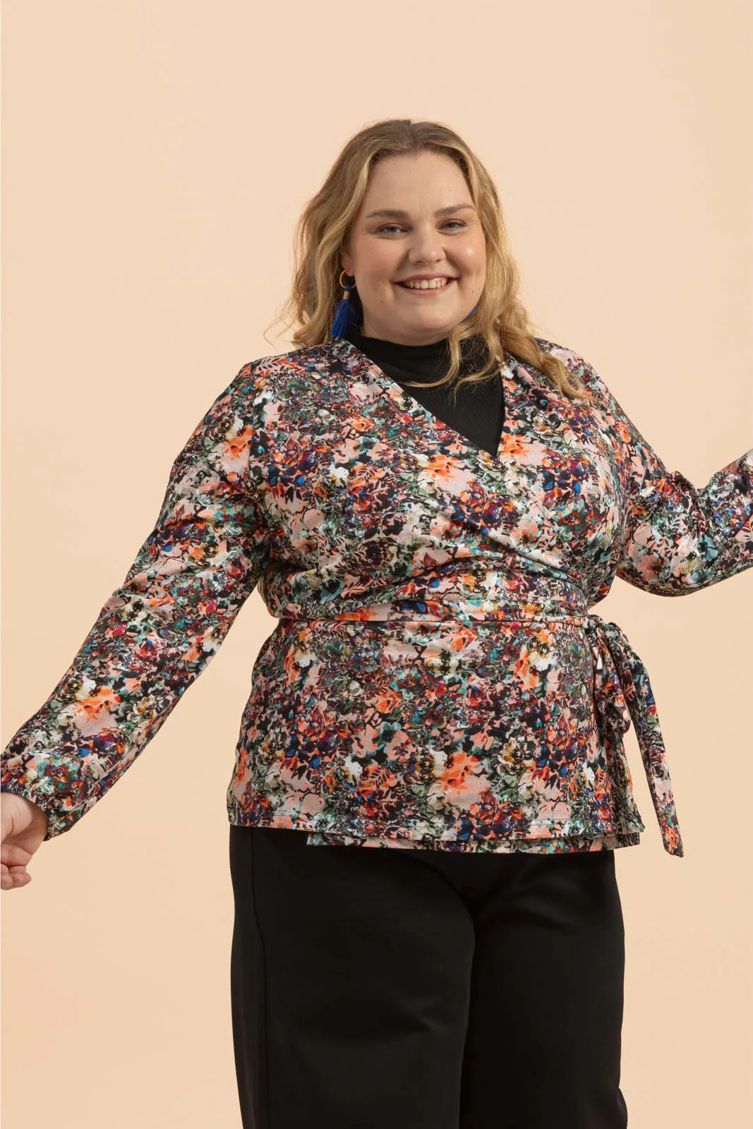 Soft Wrap Blouse, Blooming Forest - Image 3