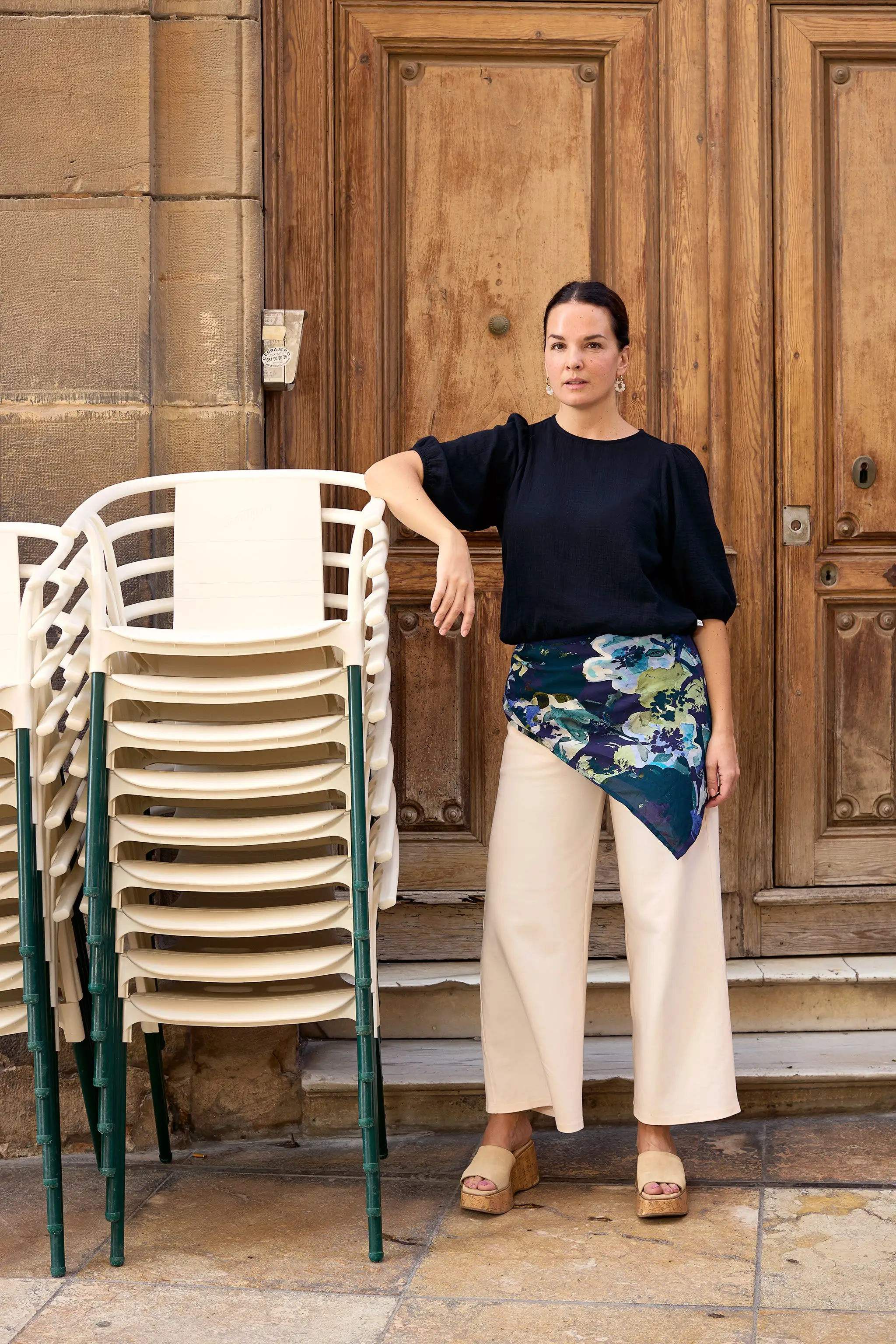 Cropped Blouse, Black - Image 3