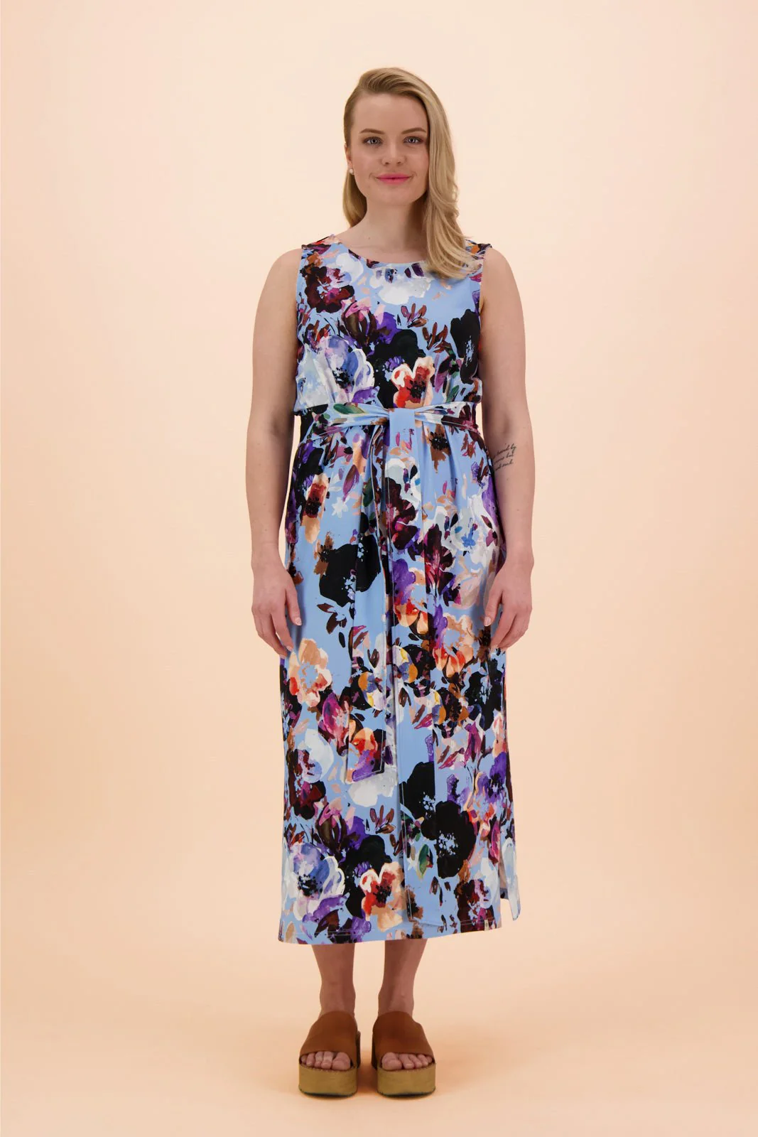 Tank Midi Dress, Sky Blue Anemone - Image 8