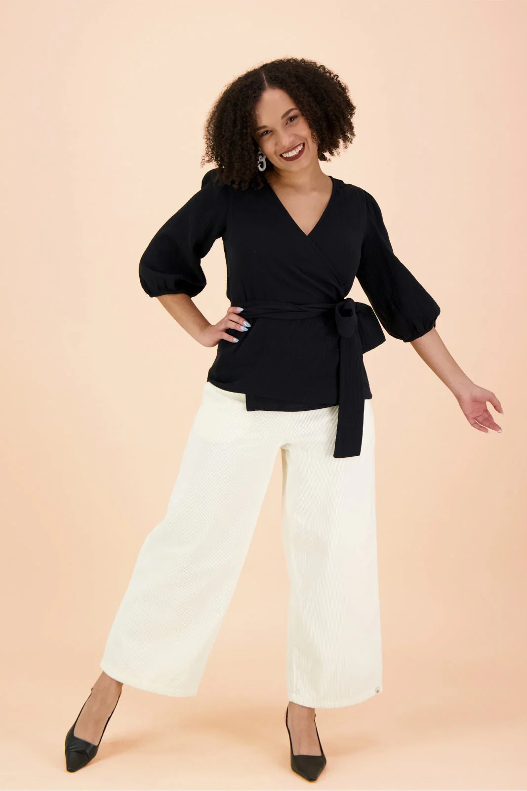 Wrap Blouse, Black - Image 7