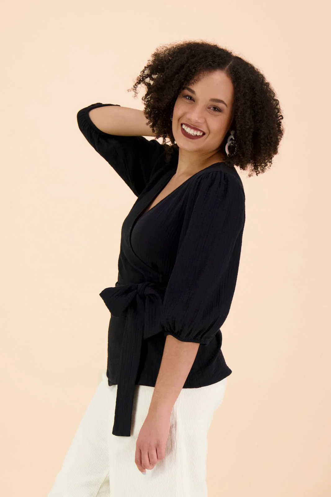 Wrap Blouse, Black - Image 8