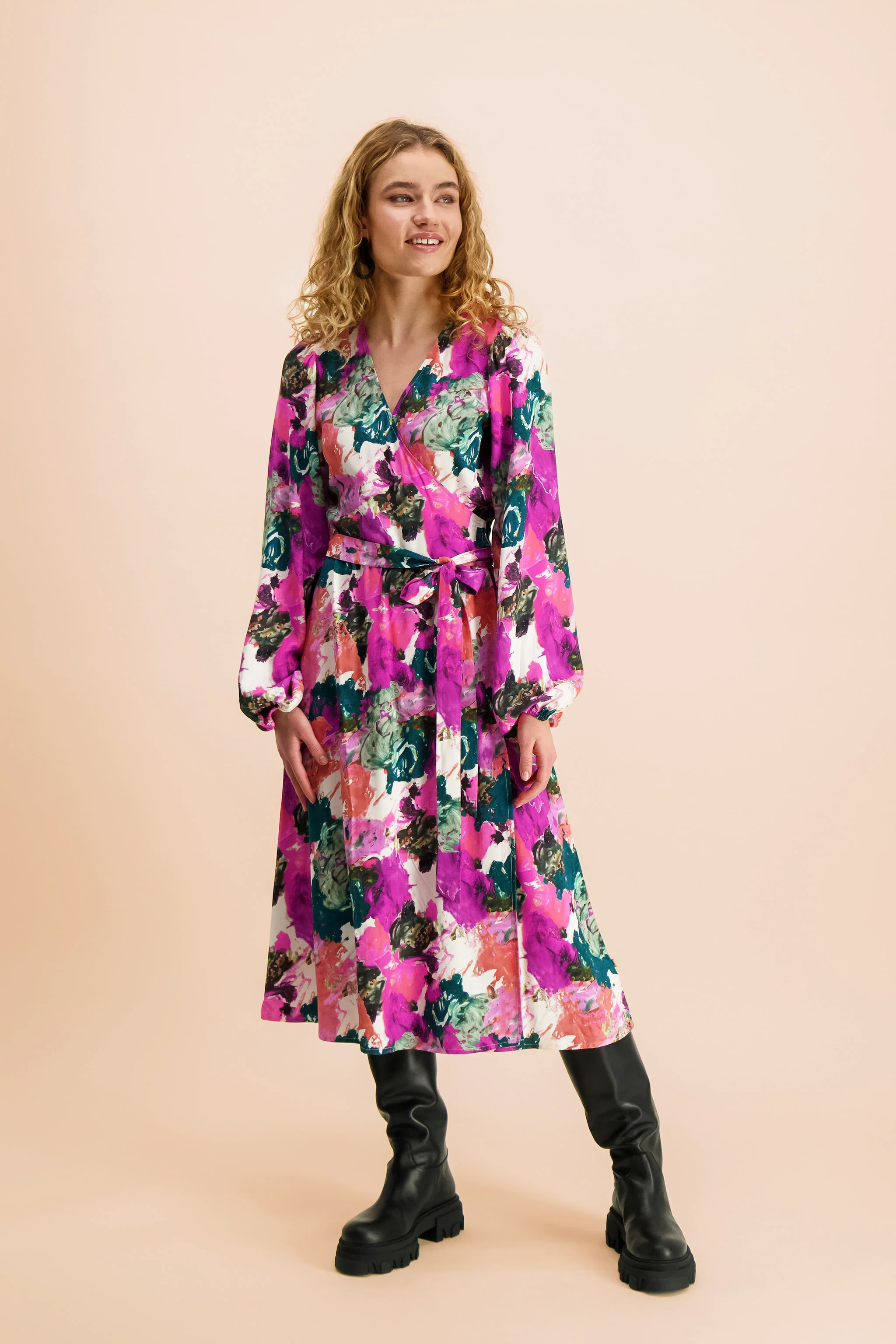 Wrap Midi Dress, Aquarelle - Image 4